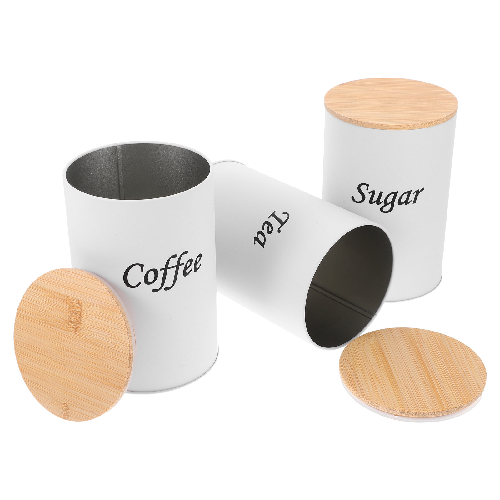 Coffee Tea Sugar - Conjunto de 3 Latas Redondas Herméticas