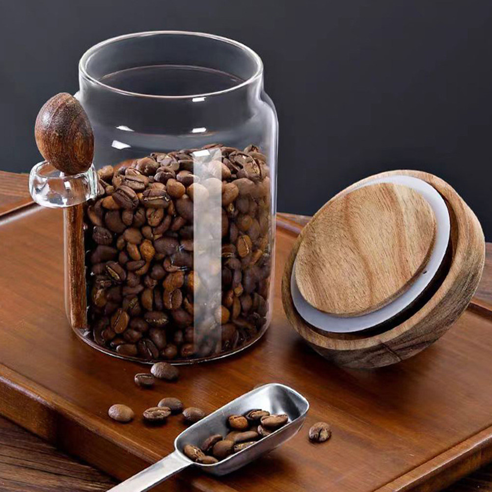 Coffee Tea Sugar - Pote de Vidro Hermético para Grãos