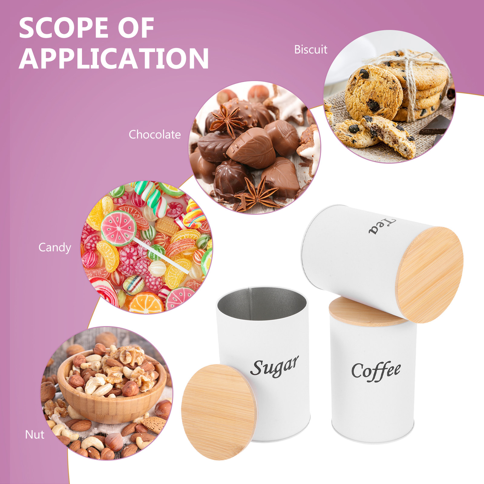 Conjunto de 3 Latas Redondas H - Coffee Tea Sugar avaliação e preço